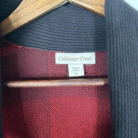 Coldwater Creek Women's Sweater Buffalo Plaid Red Black Size Medium - Picture 2 of 4